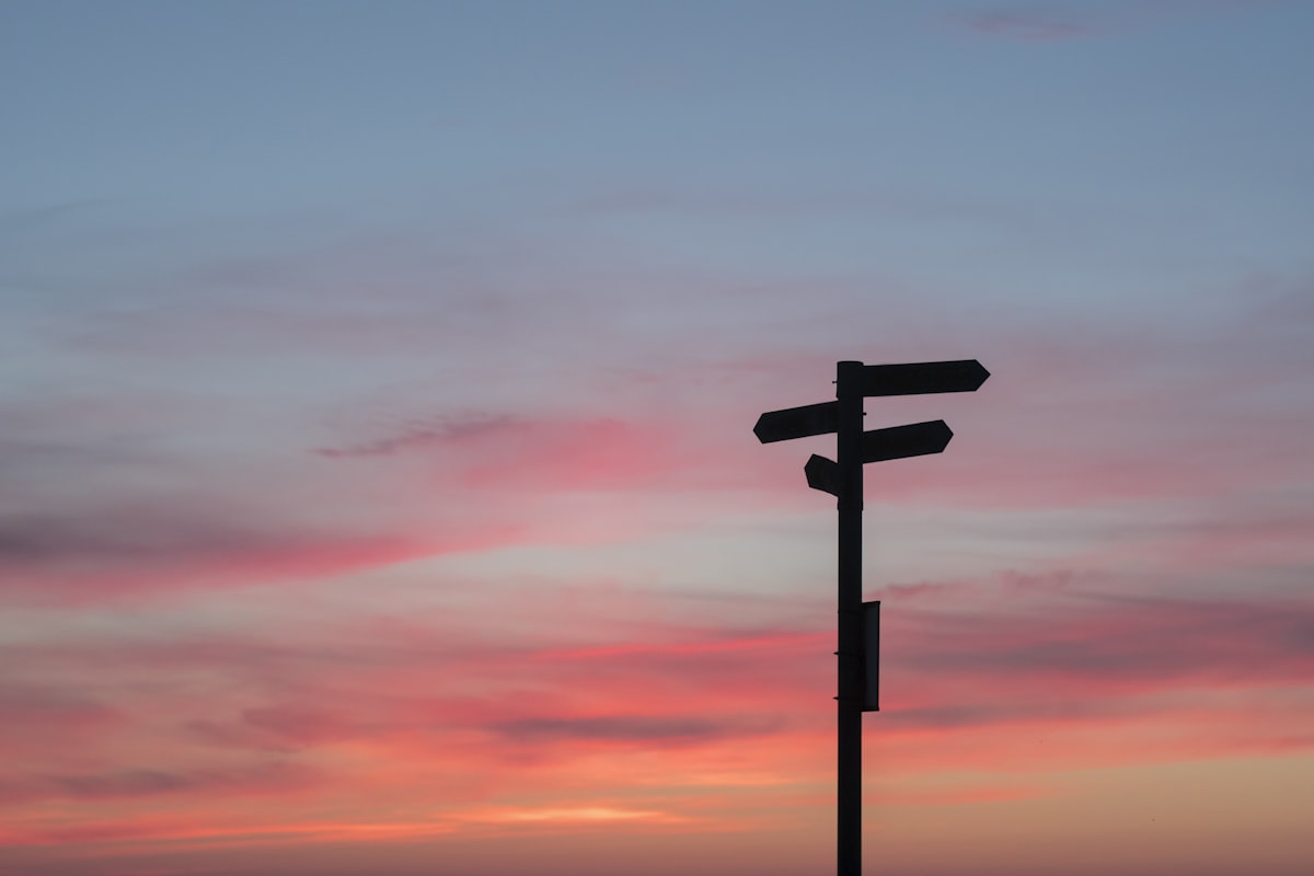 Signpost at a crossroads